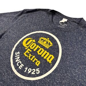 Corona Beer T Shirt sz XL heathered Blue‎ Graphic Logo Tee streetwear grunge